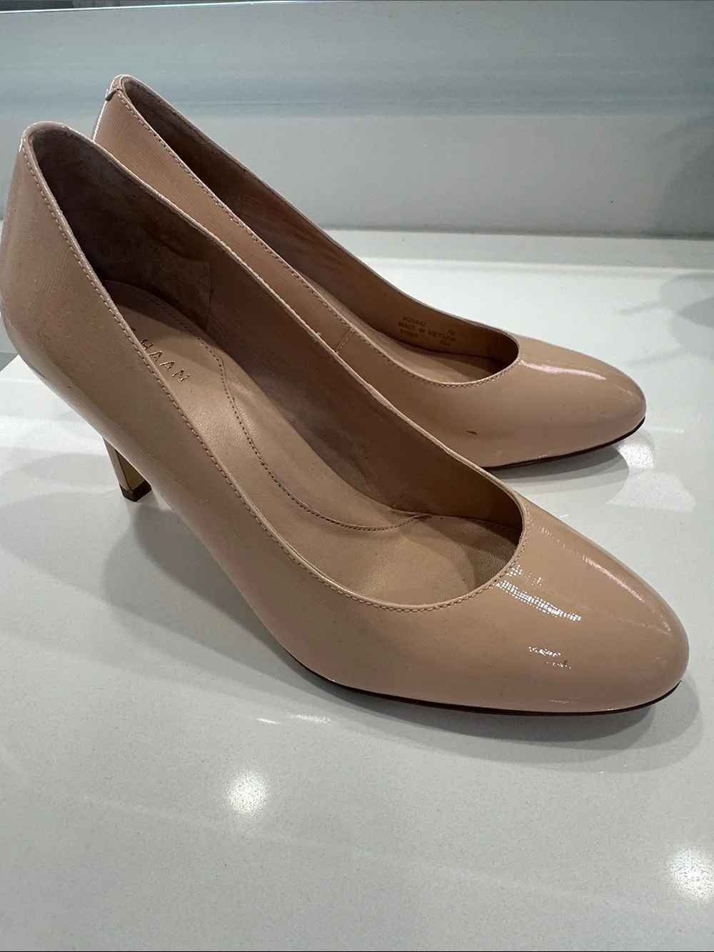 Cole Haan Nude Patent Leather Round-Toe Pumps